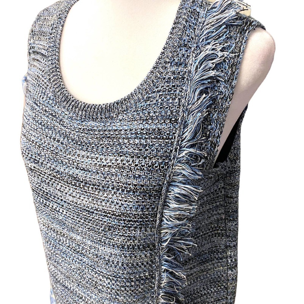 NWT Anthro Holding Horses Womens Blue Black Tweed Fringe Sweater Dress Sz Small - Picture 6 of 15